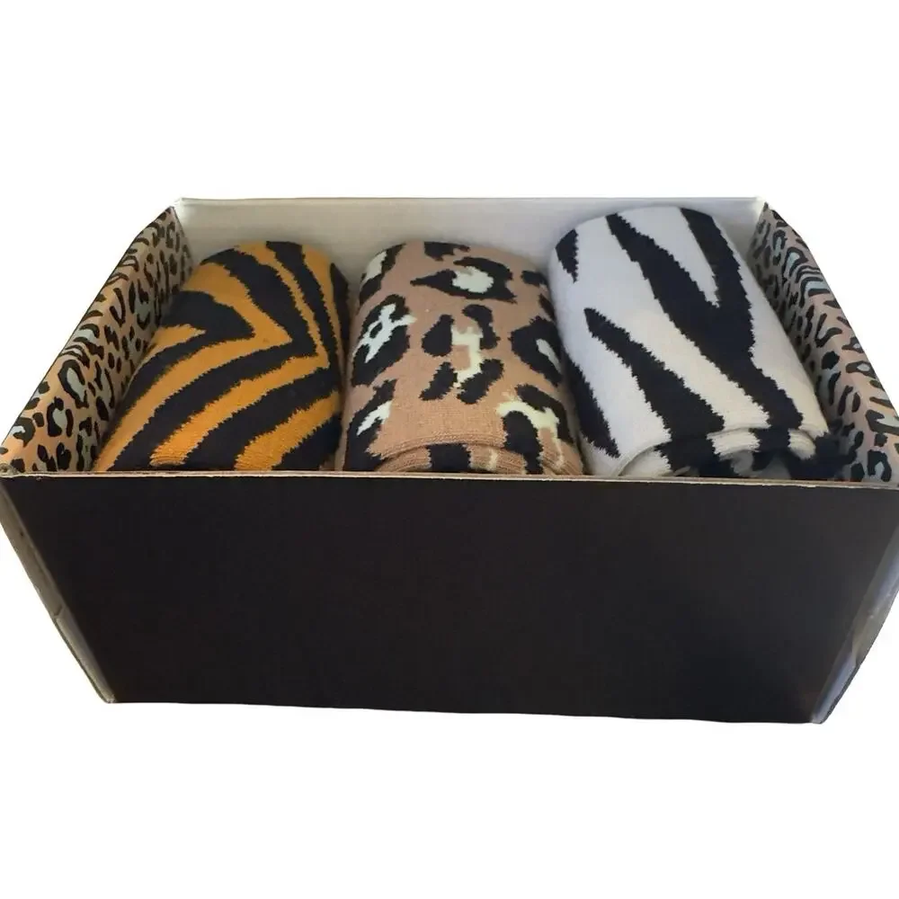 Herbalife Nutrition Wild‎ Side Animal Print Crew Socks 3 Pair Gift Box NWT